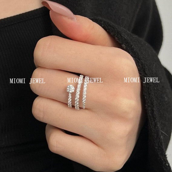 Cross-Border S925 Sterling Silver Ring Inlaid with Zircon Snake-Shaped Multi-Layer Spiral Wrapped Design Ring Wholesale