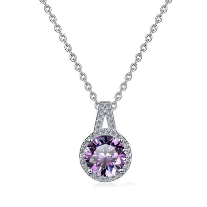 925 Sterling Silver Moissanite Pendant Clavicle Chain V-shaped Round Versatile Round Moissanite Necklace