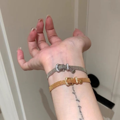 Pure Silver S925 High Carbon Diamond Light Luxury Style High-end Lace Strap Bracelet