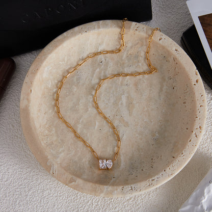 Titanium Steel Zircon Necklace Light Luxury High-end Clavicle Chain Non-fading Titanium Steel Jewelry Women's Hot Style