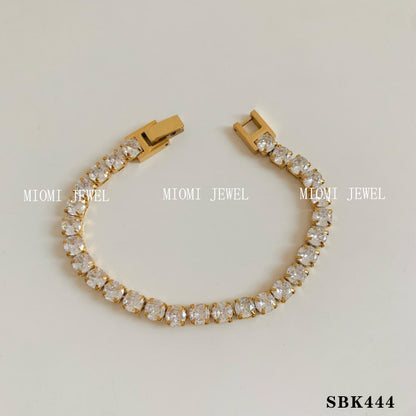 Stackable Bracelet Set Combination Stainless Steel Exquisite Diamond-Encrusted Wide Strap Mesh Chain Heart Bracelet Versatile Set