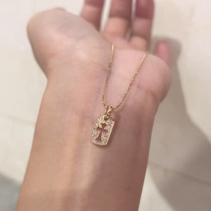 Pure Silver S925 European and American Fashion Light Luxury Cross Zircon Pendant Necklace Women's Collarbone Chain Fashion Versatile