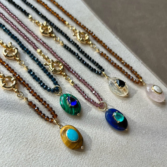 Stainless Steel Style Natural Stone Niche High-End Necklace Versatile Style Elegant Collarbone Chain