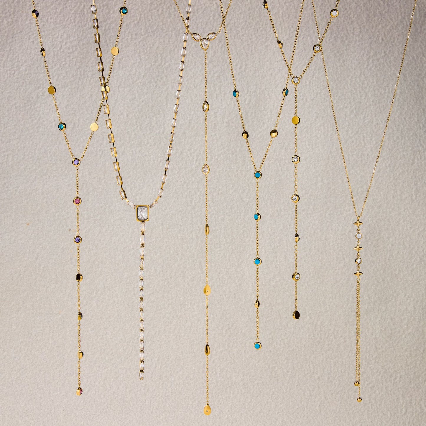 Stainless Steel Zircon Y-Chain Light Luxury Long Necklace Titanium Steel Jewelry for Women High-End Autumn Winter Sweater Chain