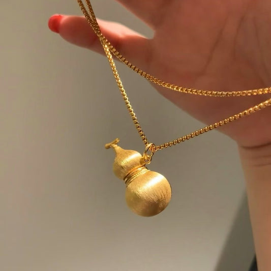 Italian Craft Vintage Style Brushed Gourd Necklace Fashion Versatile High-End Commuting Essential Niche Light Luxury Style