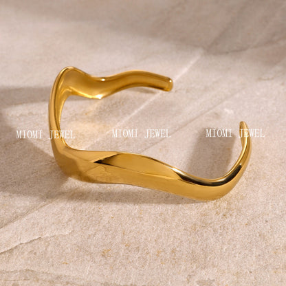 Jewelry Stainless Steel Plain Circle Bracelet High-End Ins Open Bracelet 18k Gold Titanium Steel Hand Accessory