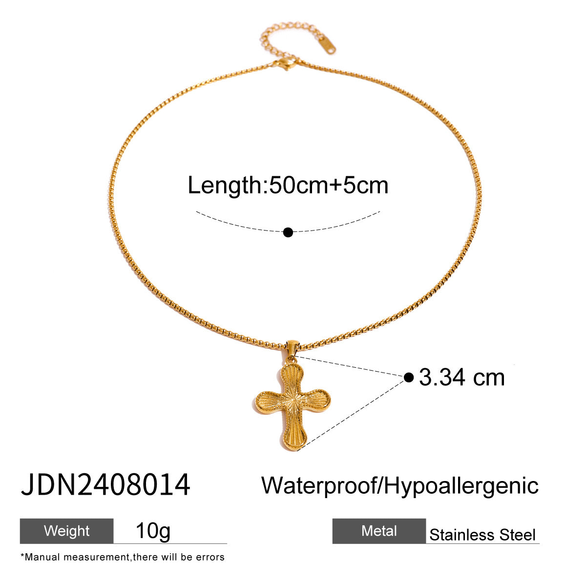 Stainless Steel Cross Pendant Necklace Zircon Natural Stone Clavicle Chain Titanium Steel Neck Chain Jewelry