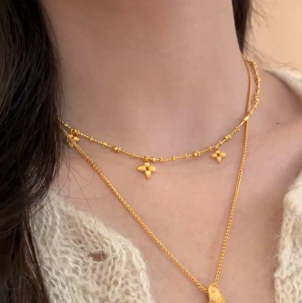 Brushed Craft Gardenia Tassel Fairy Chain Light Luxury Niche Design High-End Versatile Collarbone Chain Necklace