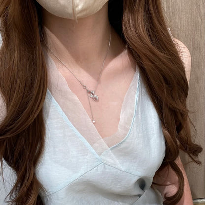 Dragon Heart Same Style Natural Water Foam Jade Four-Leaf Clover Necklace Light Luxury Niche Sparkling Diamond Exquisite Internet Celebrity Collarbone Chain