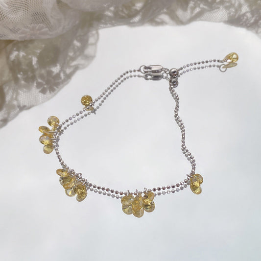 S925 Silver Pull-Out Galaxy Bracelet for Women, Simple Niche High-End Yellow Zircon Bracelet, Light Luxury Jewelry