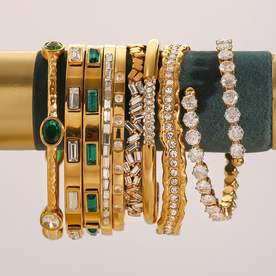 Stainless Steel Zircon Bracelet High-End Ins Open Bangle Titanium Steel Jewelry Bracelet