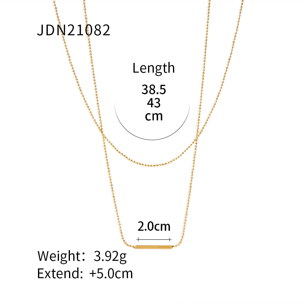 Double Layer Stacked Titanium Steel Necklace Light Luxury High-end Clavicle Chain Stainless Steel Jewelry Non-fading