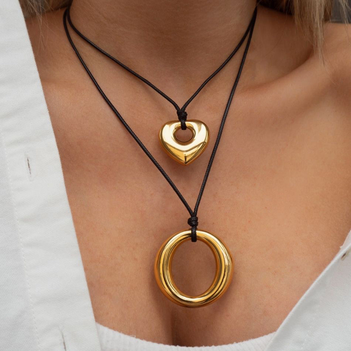 Black Rope Titanium Steel Necklace Niche Design Sense Collarbone Chain Non-Fading Hot-Selling Stainless Steel Jewelry