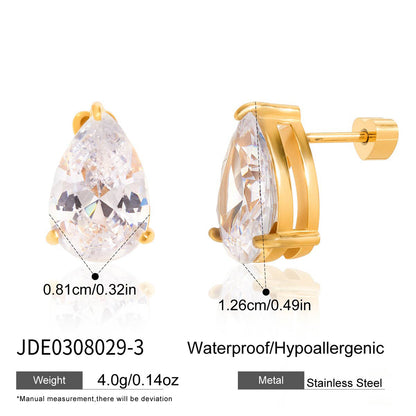 Titanium Steel Zircon Earrings Niche Simple Earrings Non-Fading 18k Gold Stainless Steel Jewelry High-End Feel