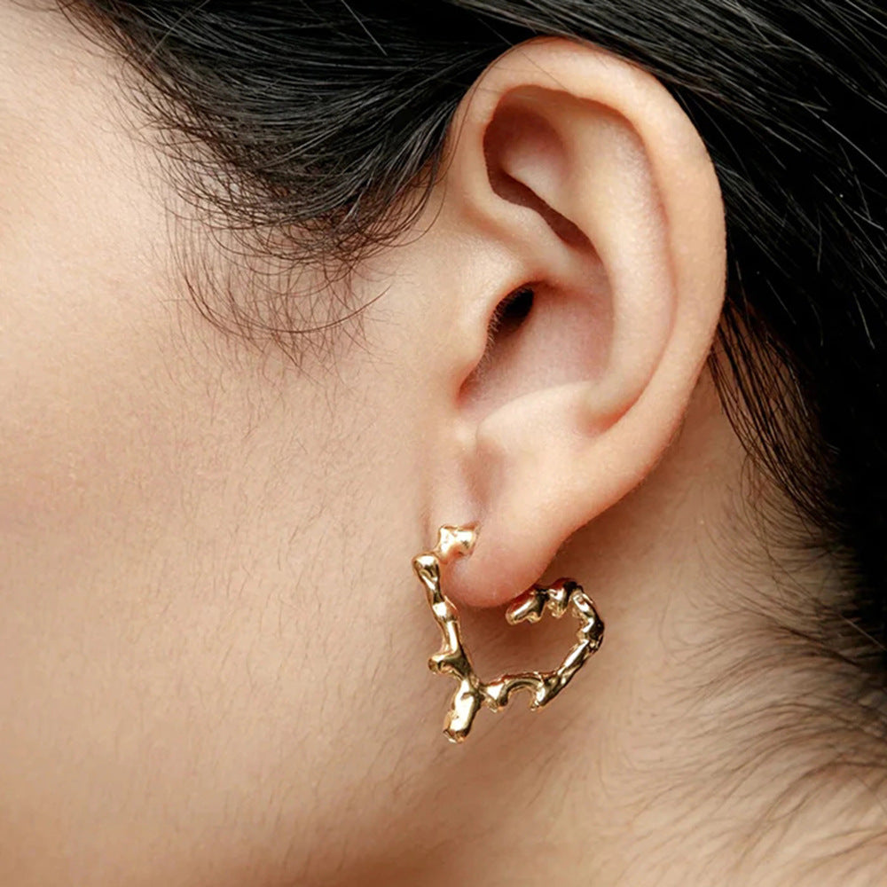 Heart-shaped Earrings Luxury High-end Feel 18K Gold Stainless Steel Necklace Accessories Women's Jewelry