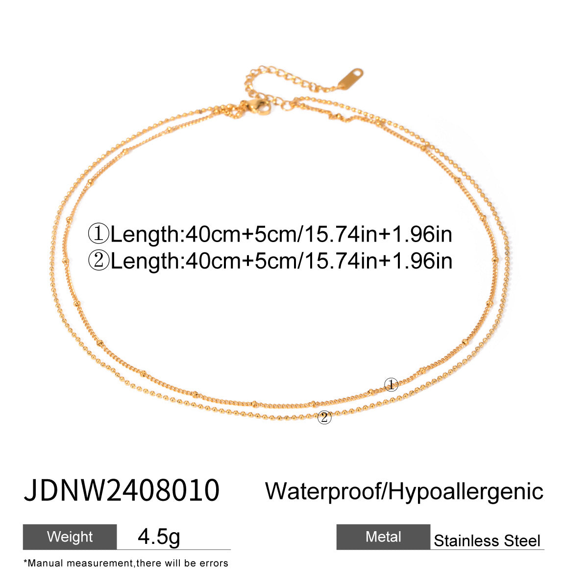 Double Layer Stacked Titanium Steel Necklace Light Luxury High-end Clavicle Chain Stainless Steel Jewelry Non-fading