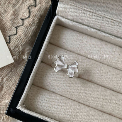 S925 Sterling Silver Bowknot Ring for Women Korean Niche Design High-end Vintage Simple Ring