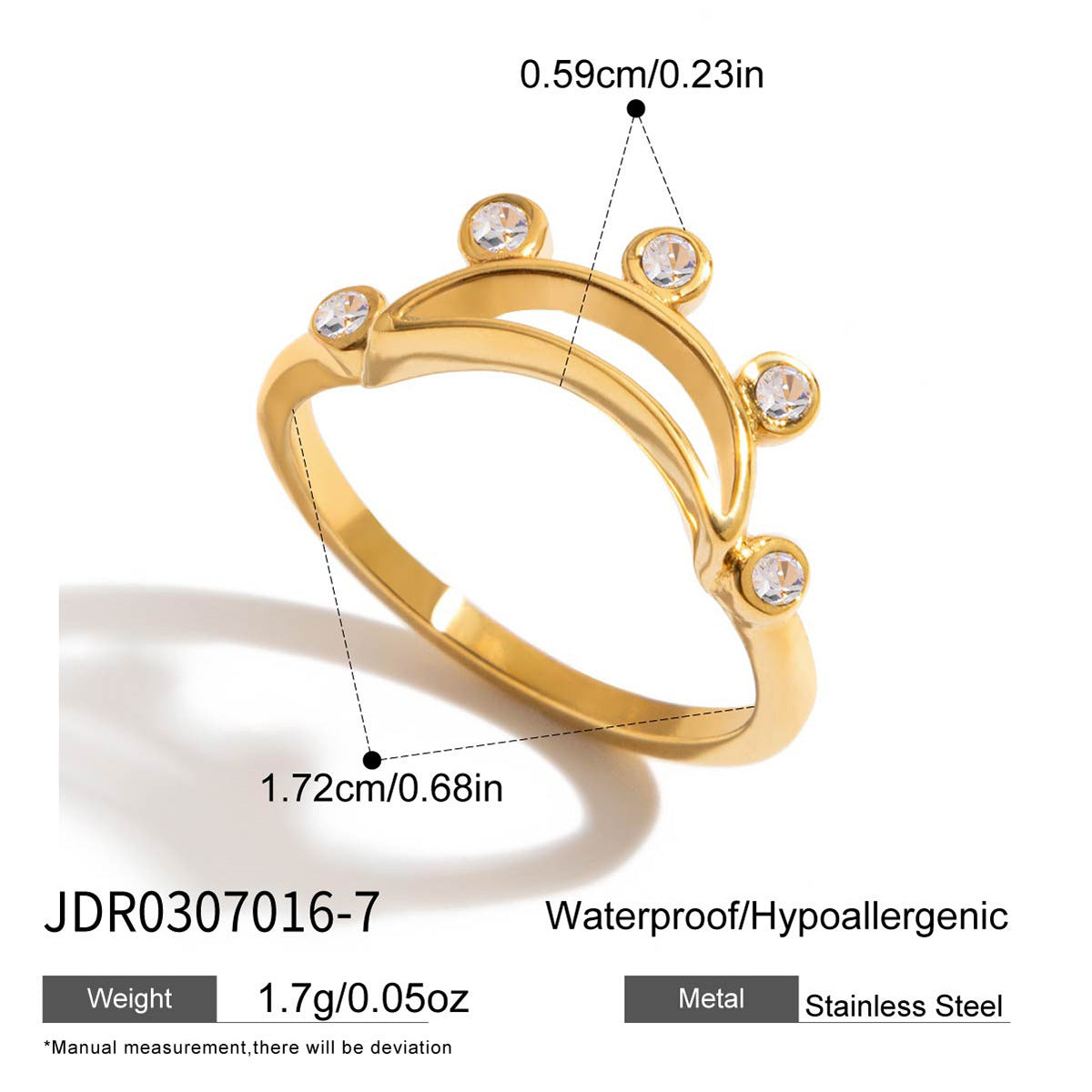 Zircon Ring Titanium Steel Non-Fading Necklace for Women Light Luxury High-End Feel Connected Finger Bracelet Stainless Steel Jewelry