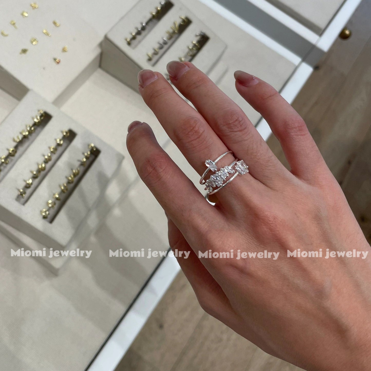 S925 silver gold ring zircon jewelry