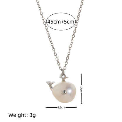 Ocean World Little Witch Necklace Natural Pearl Bighead Fish Pendant Jewelry Goldfish Kissing Fish Clavicle Chain Color Retention