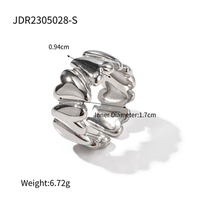 18K Gold Stainless Steel Exaggerated Ring High-End INS Light Luxury Titanium Steel Rings for Women