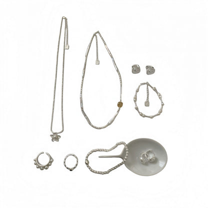 High-End Style Niche Silver Jewelry S925 Sterling Silver Personalized Pearl Jewelry Versatile Combination Set
