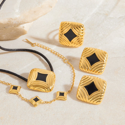 Oil Drop Jewelry Ring Titanium Steel Non-Fading Jewelry Stainless Steel Necklace Women Light Luxury High-End Earrings