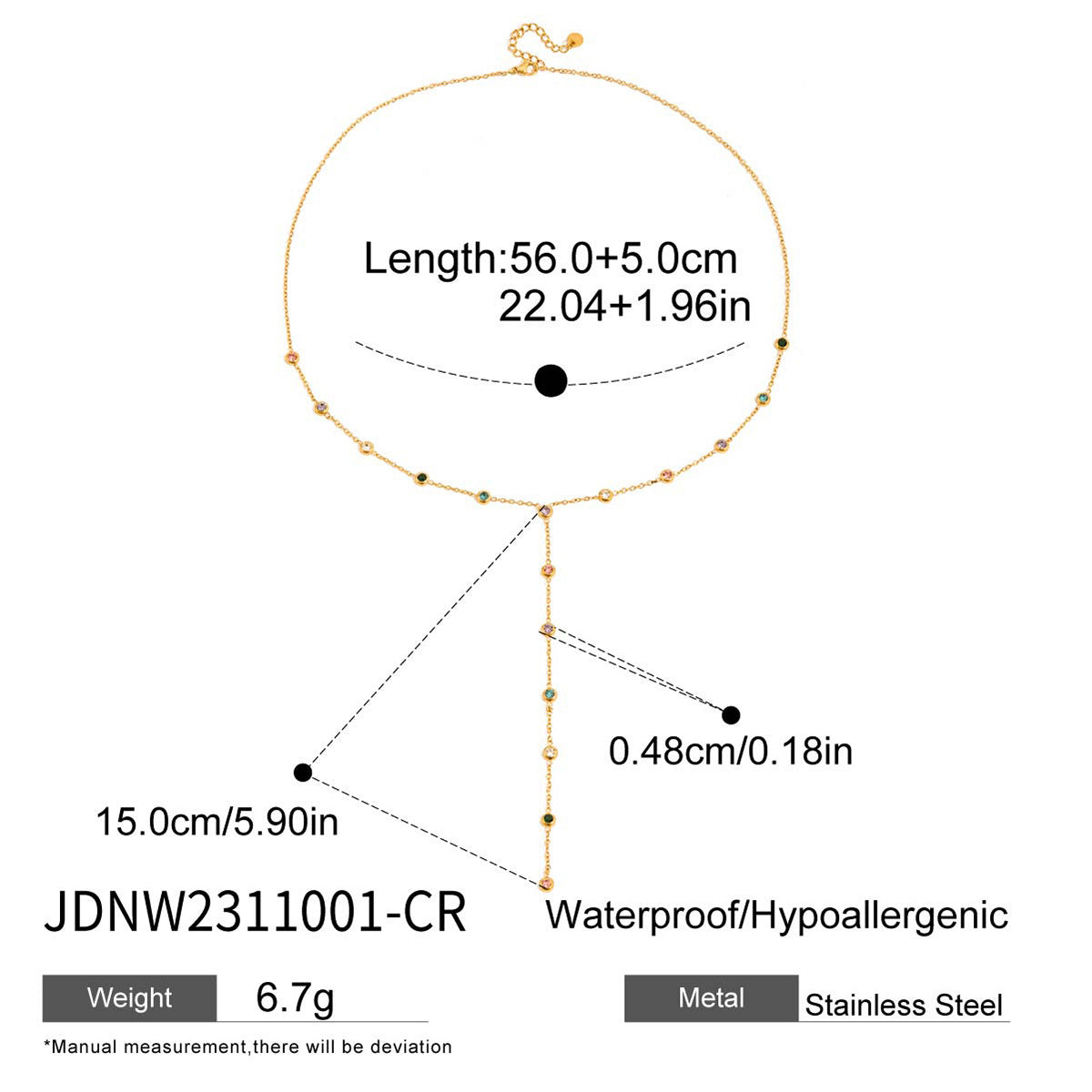 Stainless Steel Zircon Y-Chain Light Luxury Long Necklace Titanium Steel Jewelry for Women High-End Autumn Winter Sweater Chain