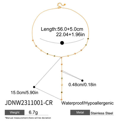 Stainless Steel Zircon Y-Chain Light Luxury Long Necklace Titanium Steel Jewelry for Women High-End Autumn Winter Sweater Chain