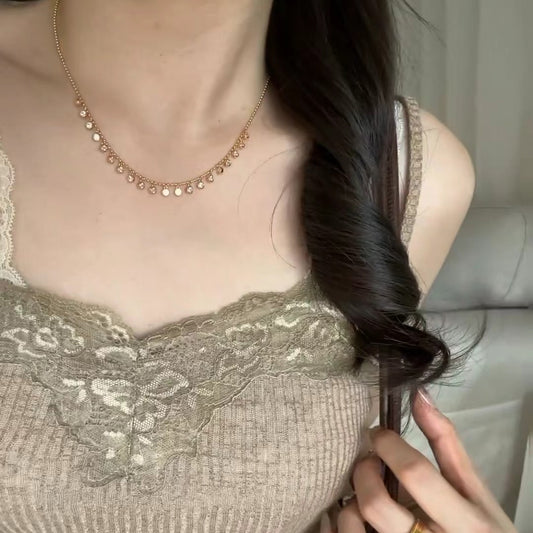 Pure Silver S925 Real Gold Plated High Carbon Diamond Bubble Necklace Layered Chain Light Luxury High-end Exquisite Niche