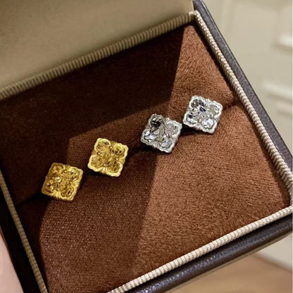 Pure Silver S925 Traditional Style CNC Craft Ice Stud Earrings Light Luxury High-end Elegant Exquisite Stud Earrings