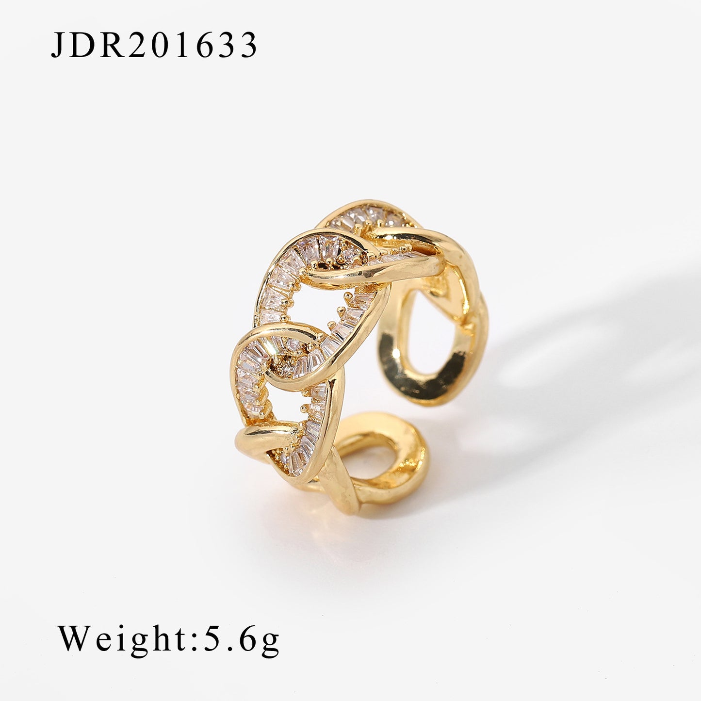 New INS Style 18K Gold Copper Inlaid Zircon Open Ring Fashion Retro Style Couple Ring Geometric Ring for Women