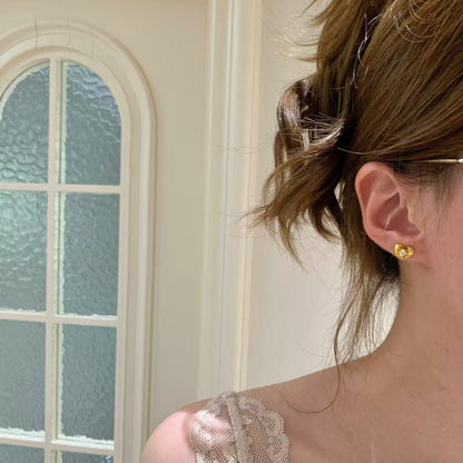 Sterling Silver S925 High Carbon Diamond Heart Brushed Earrings Light Luxury Dynamic Personality Small Exquisite Unique Stunning Earrings