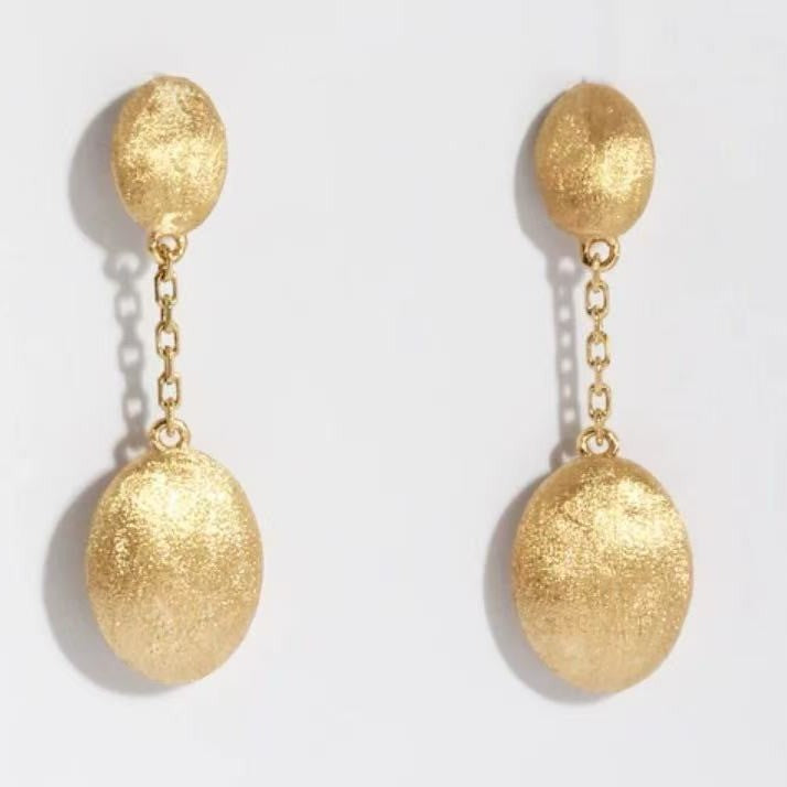 S925 Sterling Silver Brushed Craft Small Pea Earrings Ear Pendant Light Luxury Simple Versatile Design