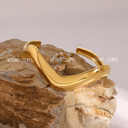 Jewelry Stainless Steel Plain Circle Bracelet High-End Ins Open Bracelet 18k Gold Titanium Steel Hand Accessory