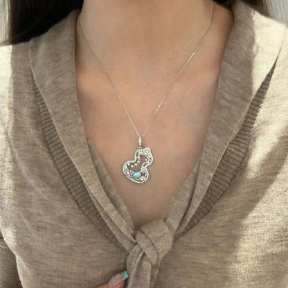 Sterling Silver S925 Autumn Winter Essential Natural Sea Grain Stone Pearl Gourd Necklace Earrings Set Light Luxury Niche Versatile