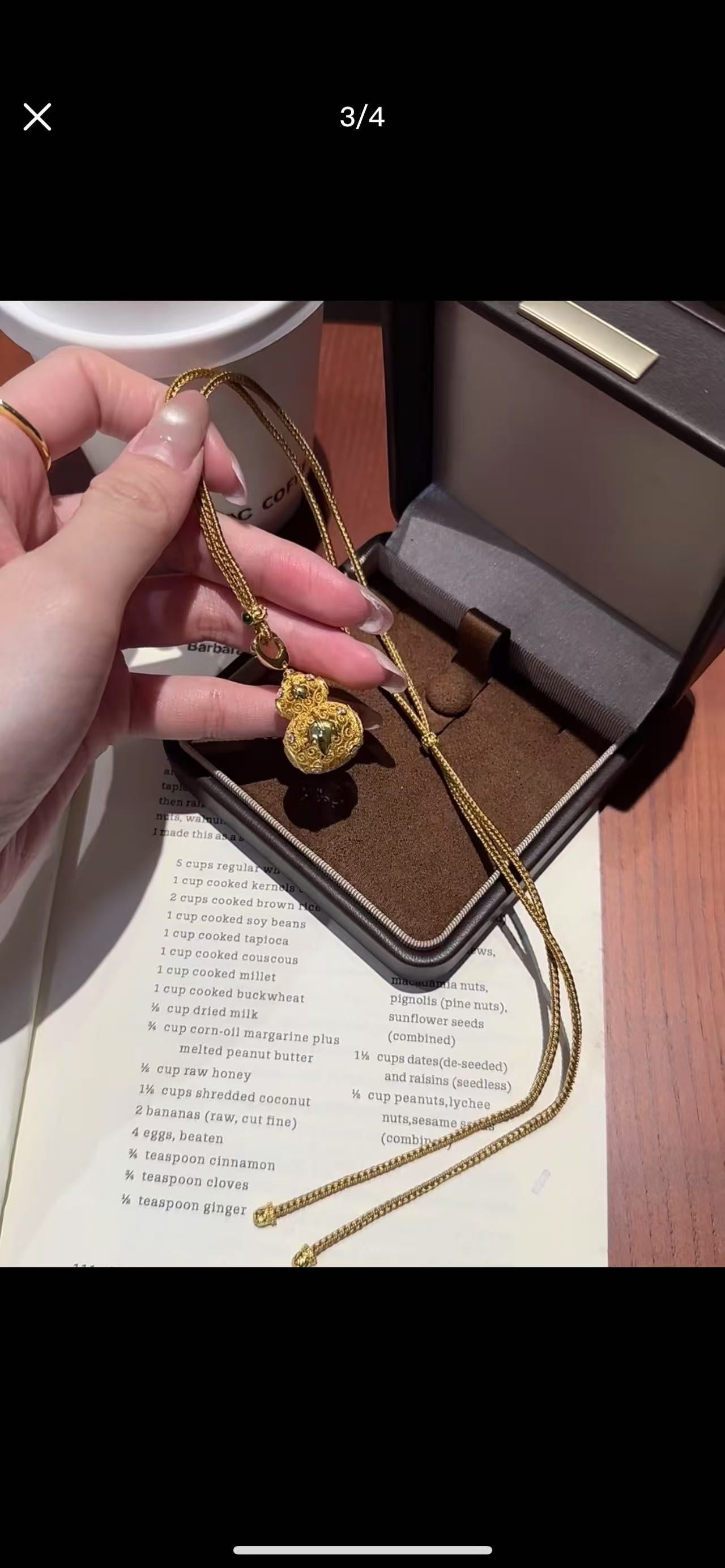 Sterling Silver S925New Chinese Style National Style Filigree Gourd Brown Rope Sweater Chain Light Luxury Fashion Versatile High-end Palace Style