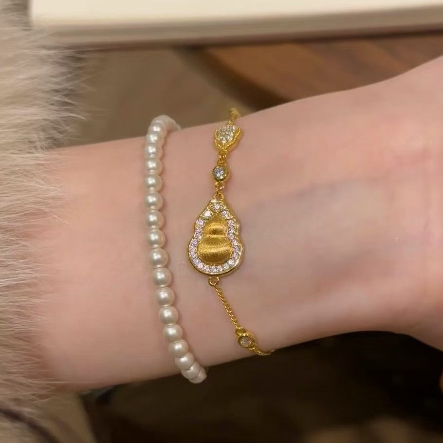 Italian Craft Vintage Style Brushed Craft Gourd Bracelet Fashion Versatile Light Luxury Style