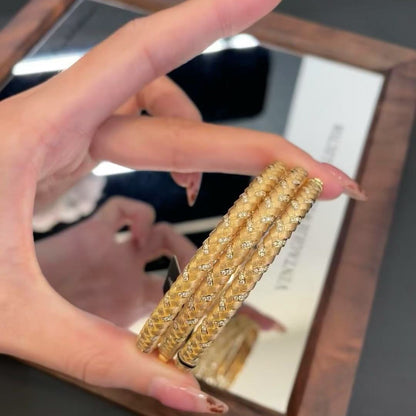 Italian Brushed Light Luxury Gold Wheat Ear Woven Bracelet with Zircon Inlay Brushed Craftsmanship Exquisite Design High-end