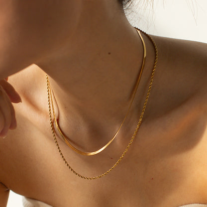 Double Layer Stacked Titanium Steel Necklace Light Luxury High-end Clavicle Chain Stainless Steel Jewelry Non-fading