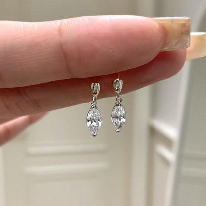 Korean Style Elegant Fashion Super Shiny Horse Eye Earrings S925 Silver Needle Exquisite Versatile Light Luxury Earrings