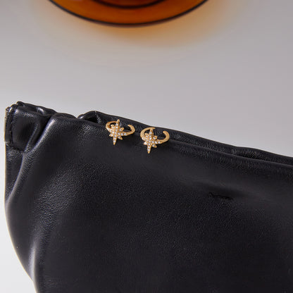 Titanium Steel Zircon Earrings Light Luxury High-end Earrings Non-fading Eight-pointed Star Ear Clip Stainless Steel Jewelry