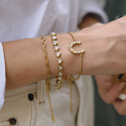 Titanium Steel Zircon Necklace Light Luxury High-end Oil Drop Earrings Horseshoe Series Bracelet Stainless Steel Jewelry