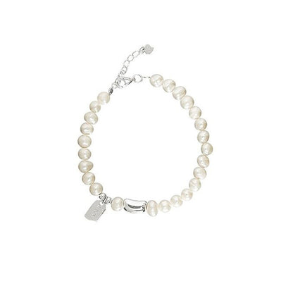 S925 Silver Lucky Bean Long Pendant Letter Bracelet for Women Gentle Temperament Freshwater Pearl Best Friend Bracelet Elegant Jewelry