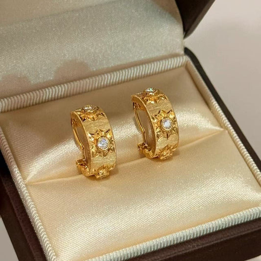 Bujia Style Brushed Craft Earrings Exquisite High-end Vintage Temperament Niche Design Versatile