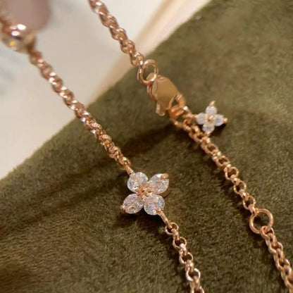 Sterling Silver S925 High Carbon Diamond Four-Leaf Clover Bracelet Light Luxury High-End Exquisite Niche Design Jewelry