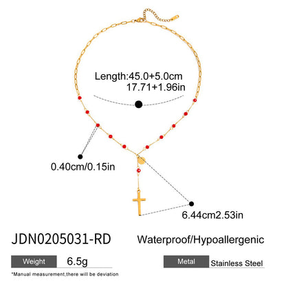 Titanium Steel Cross Long Necklace Light Luxury High-end Y-shaped Chain Stainless Steel Jewelry Sweater Chain