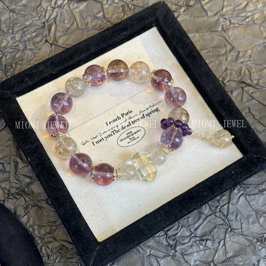 Natural Amethyst Bracelet for Women Single Circle Purple Aura Bracelet Gift for Girlfriend or Best Friend Fashionable Light Luxury Versatile