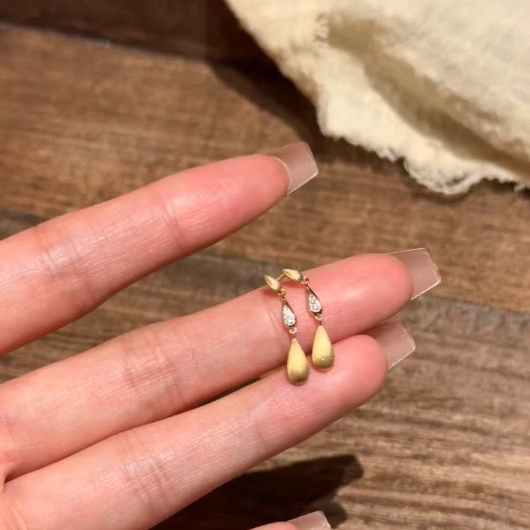 S925 Sterling Silver Brushed Craft Rachel Water Drop Earrings Dynamic Long Earrings Minimalist Style Simple Earrings Elegant