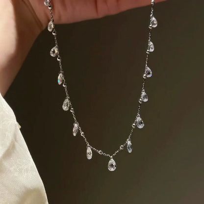 Pure Silver S925 Galaxy Sparkling Full Diamond Necklace Elegant Versatile Collarbone Chain Jewelry High-end Dazzling Pendant Flowing Light